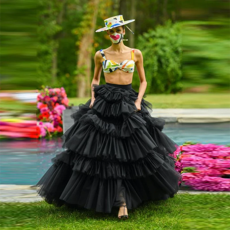 black-ruffles-ball-gown-long-skirts-lady-birthday-party-formal-wear-elastic-waist-women-high-street-floor-length-skirts