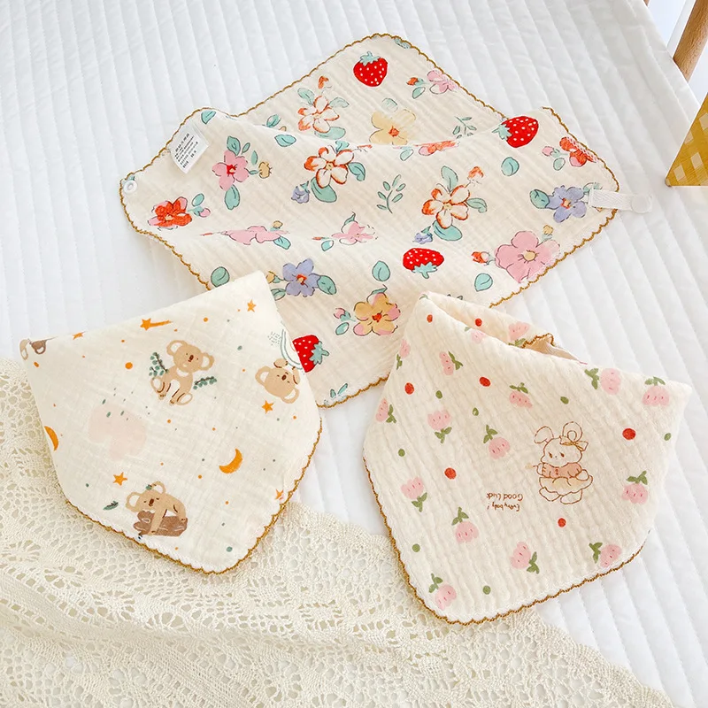 

Cotton Material Waterproof Saliva Towel Soft Children Face wash Lactation Feeding Bib Gauze Boy Girl Baby Washcloth Cartoon