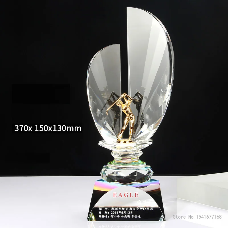 Customized High-end Sports Golf series Crystal Trophy, One shot Hole, Competition Award Medal Home Decoration Engraving New, 1Pc
