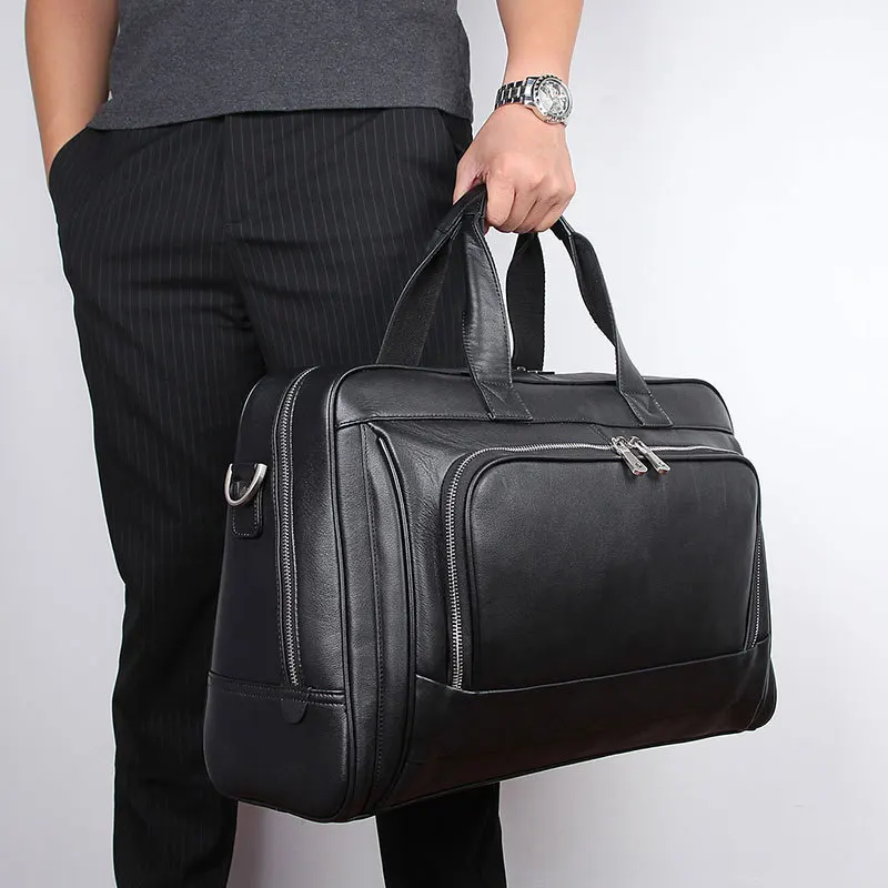 

Men's Genuine Leather Travel Bag Large Business Travel Handbag for Men Office Laptop Shoulder Bag Male Real Leather Briefcase