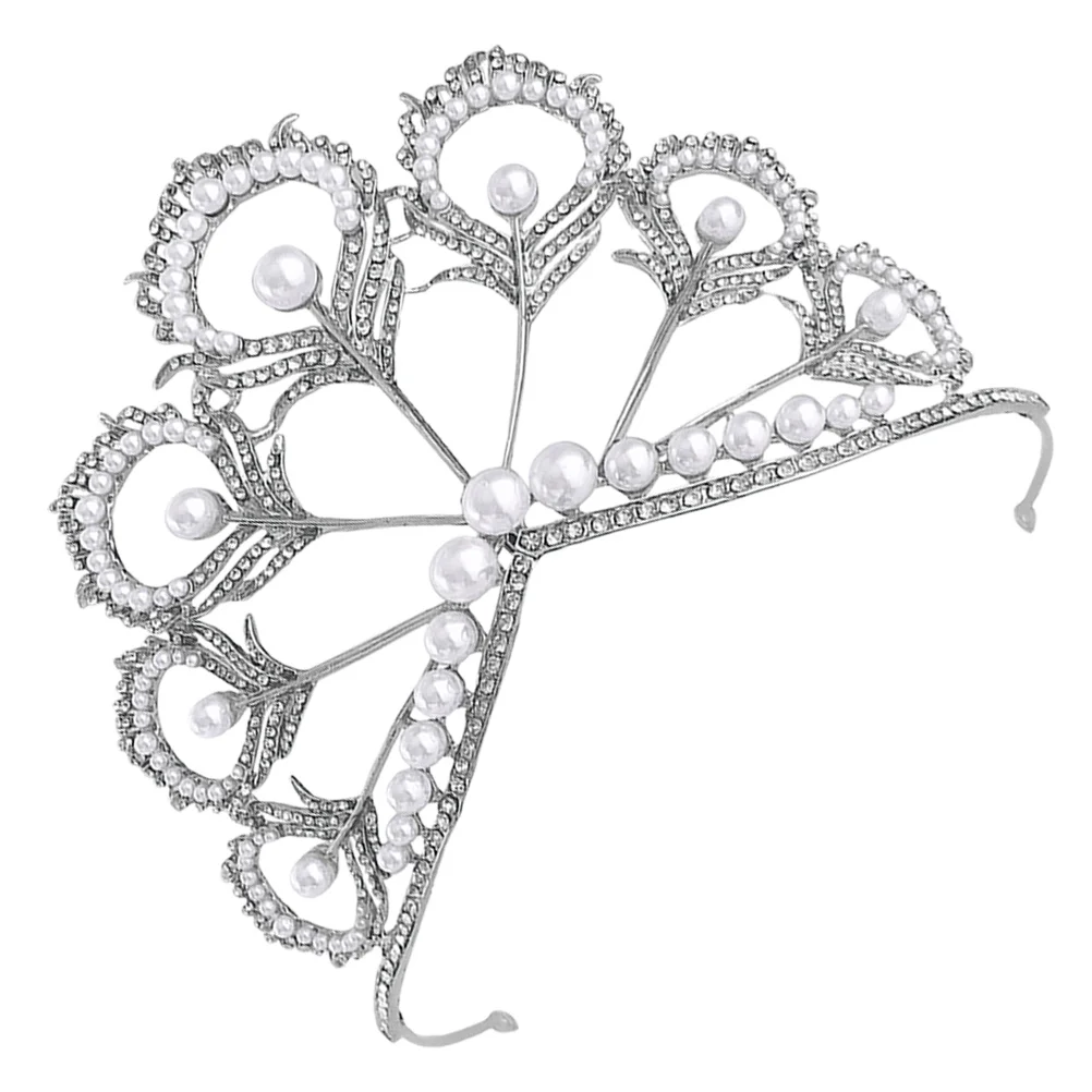 

Big Pearl Crown Bridal Crowns Wedding Hairbands Headdress Bride Jewels for Women