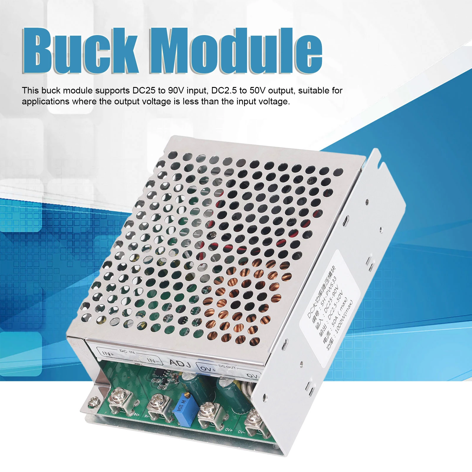 High-Power Adjustable DC-DC Converter with Cooling Fan, 1000W 50A