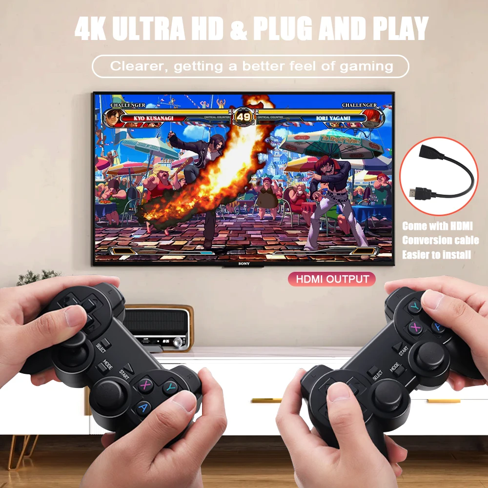 Upgraded X2 GD10 Retro Game Stick Video Game Console HD Arcade Box 64GB/128GB Thousands Games With Two Wireless Gamepads