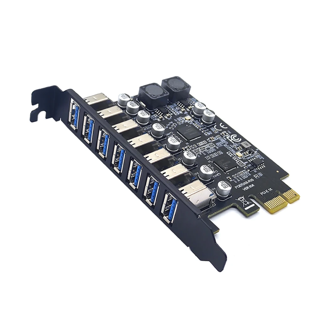 

Плата расширения USB3.2 GEN1 19PIN PCI-E 1X, адаптер PCI Express на 7 портов USB 3,2 для WINXP/WIN7/8/ 10/11 /LINUX