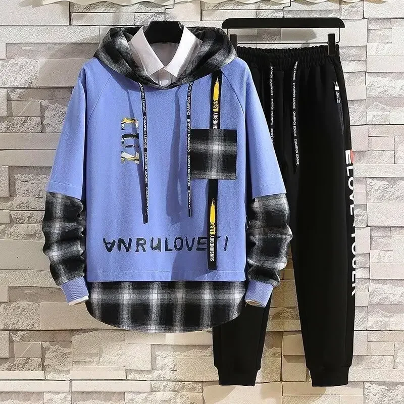 thumbnail image 1 of Conjuntos de chándal blancos con letras del alfabeto, sudadera, ropa para hombre, camiseta a cuadros, pantalones de chándal originales, marcas Xl, 1 of 4