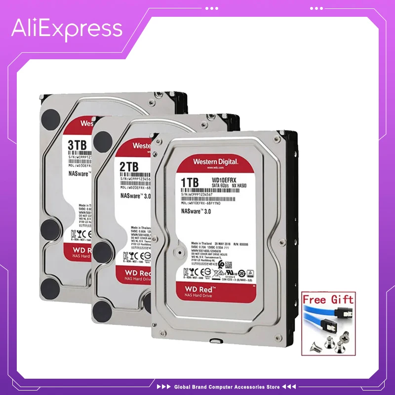 Original Western Digital WD Red NAS 4TB 3TB 3.5" Internal Hard Drive HDD SATA 6GB/S 2TB 1TB SATA 64 MB Cache HDD Desktop internal hard drive hard drive
