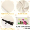 6pcs Blank DIY Craft Bag Canvas Pencil Case Blank Beige Makeup Zipper Bags- Pencil Pouch Cosmetic BagTravel Toiletry Bag 5