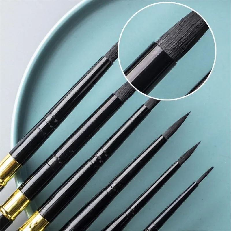 Professional Paint Brushes Set Squirrel Hair Round Pointed Tip Artist Brush For Acrylic Oil Watercolor Gouache Hook Line Pens
