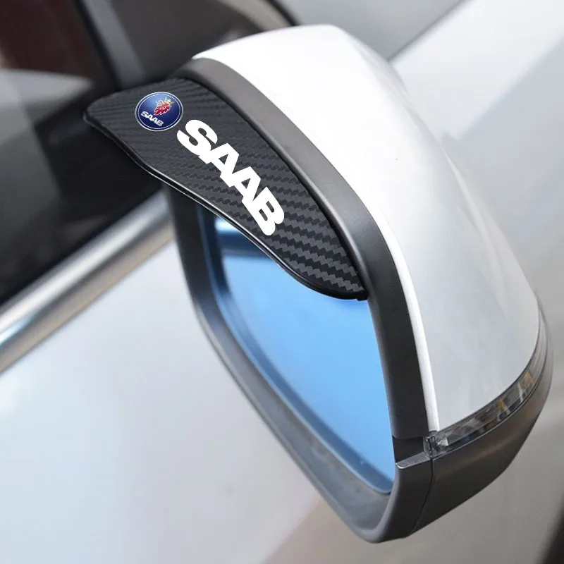 2pcs Car Rear View Mirror Rain Eyebrow Visor Carbon Fiber Rain Cover for SAAB 9-3 93 9-5 9 3 9000 9 5 Auto Accessories