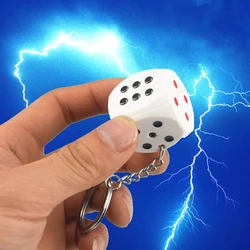 Funny electric shock dice keyringWith lighting practical joke toy  party prank  toy keyring