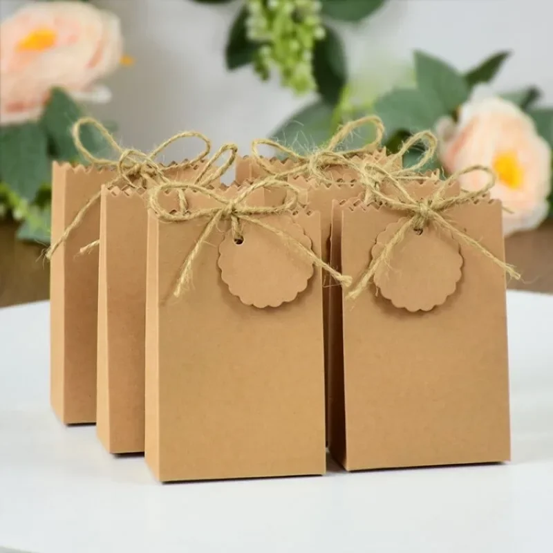 Rustic Brown Favor Bags  Retro Style Food Safe Treat Pouches with Cotton Strings for Anniversary Cookies Christmas Candies Gifts