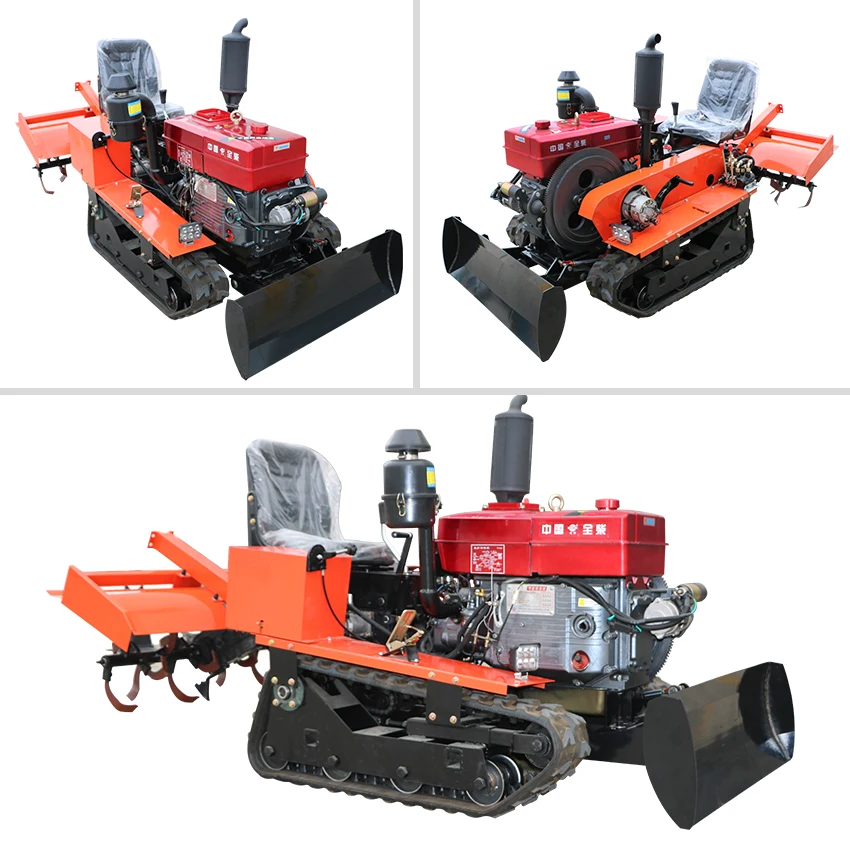 

25hp Multi-functional Small Crawler Rotary Tiller Ditching Fertilizer Applicator Orchard Shed Rides Micro-tillage Machine