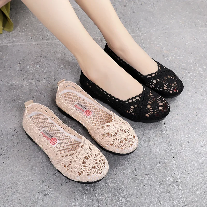 Women shoes fisherman shoes woman mesh breathable flat soft bottom women peas womans flats