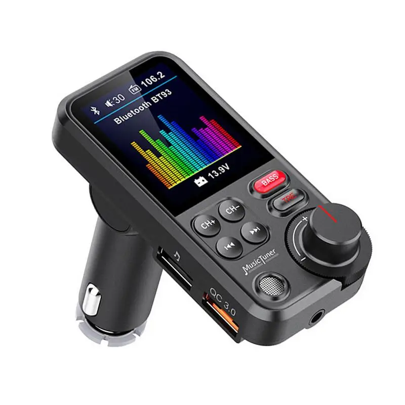 

Автомобильный FM-трансмиттер с MP3-плеером, картой TF, USB-диском, воспроизведением QC3.0, автомобильное зарядное устройство, гарнитура Bluetooth 5,0, автомобильный комплект, FM-модулятор с цветным экраном