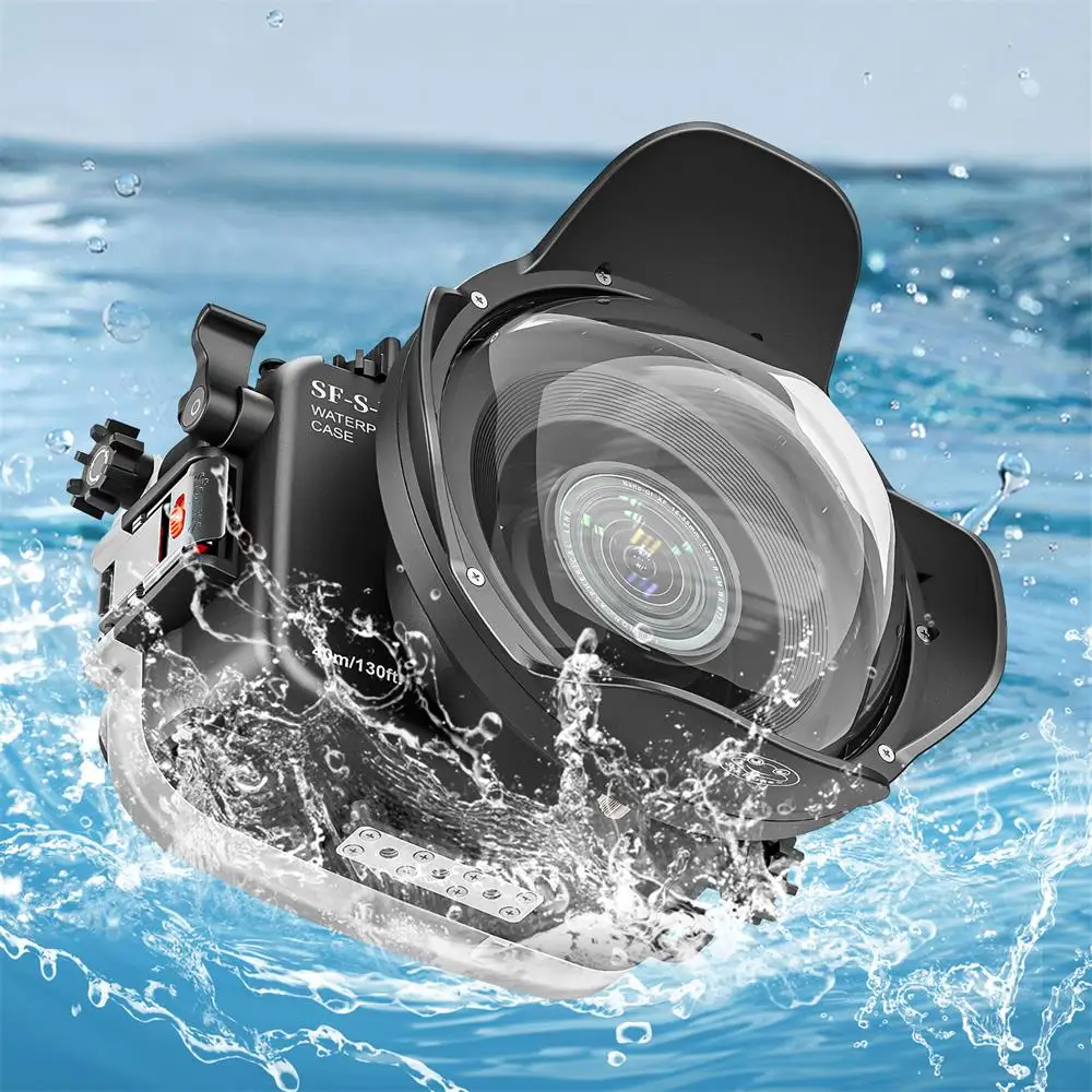 Seafrogs 다이빙 하우징 케이스, FUJIFILM X-T5 XF 16-55 XC16-50 XF18-55 렌즈용, 6 인치 포트, 다른 렌즈 맞춤형 지지대
