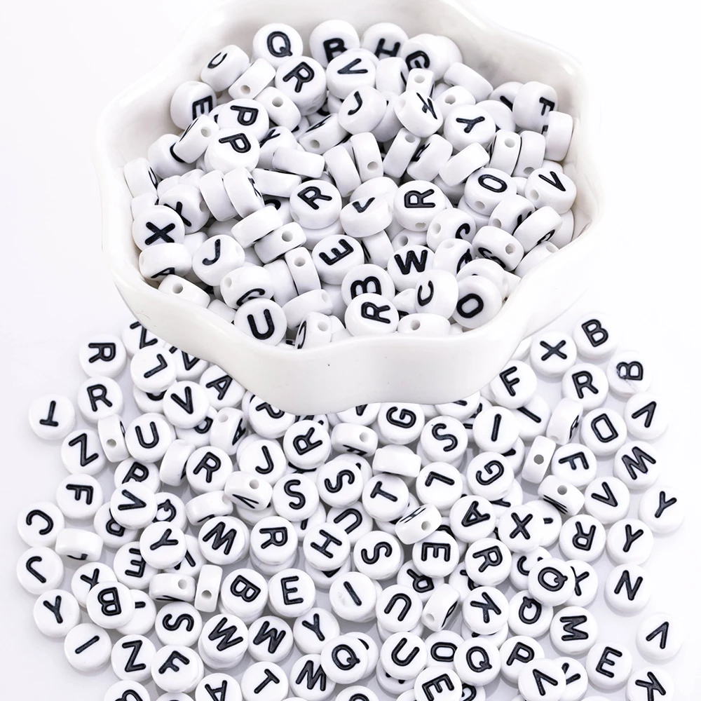 200pcs Flat Round Acrylic Letter Beads for jewelry making Bracelet DIY