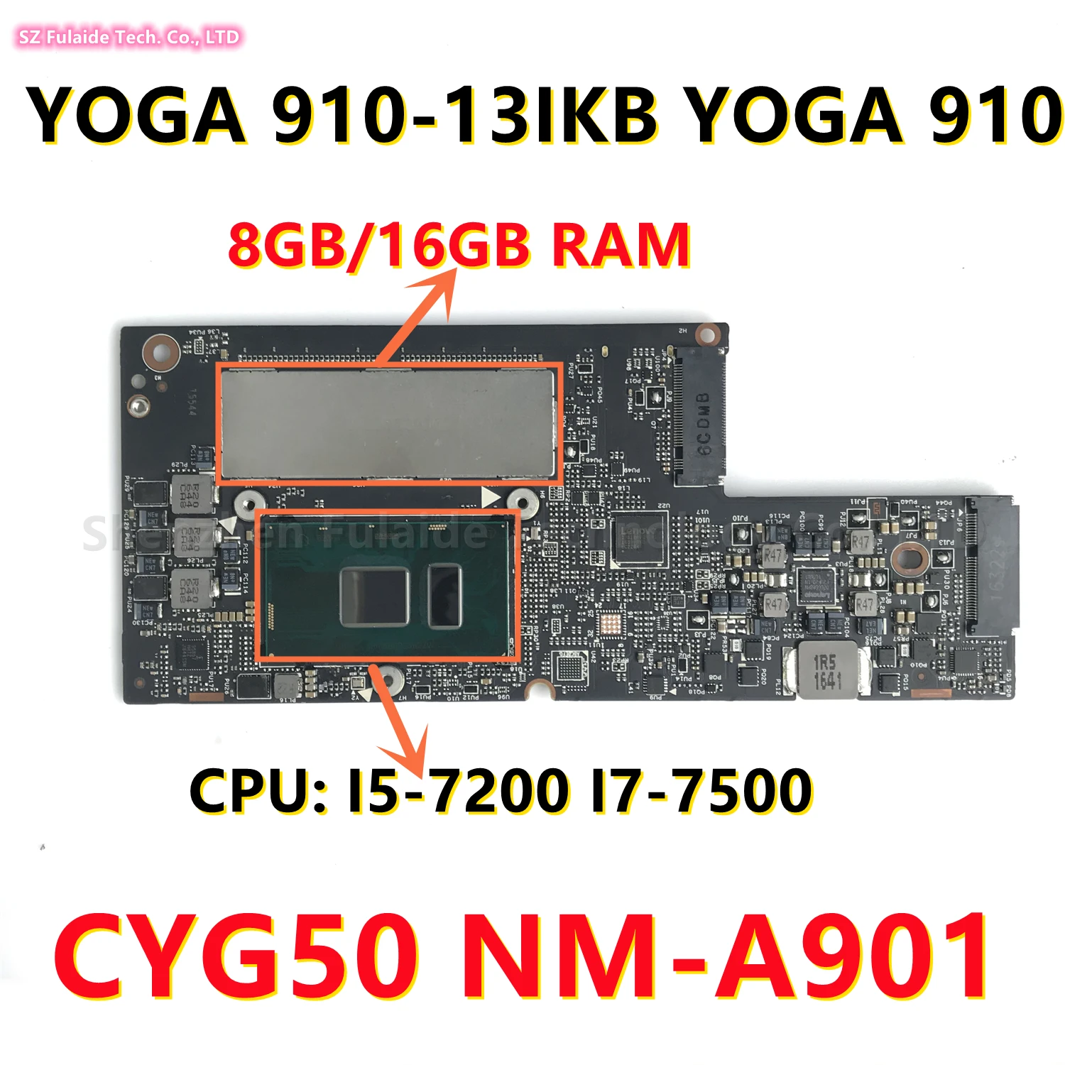 

Материнская плата для ноутбука Lenovo Yoga 910 Yoga 910-13IKB, материнская плата для ноутбука с Φ 5B20M35011 100% OKCPU 8G/16G-RAM