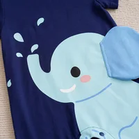 Newborn Clothes Cute Cartoon 3d Elephant Cotton Comfortable And Soft Summer Boys And Girls 0-18 Short Sleeved Baby Jumpsuit 4