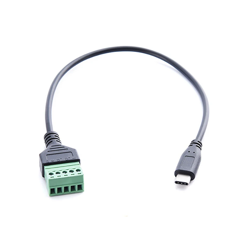 USB Type-C Male Screw Terminal Block Connector Solderless Pluggable 5Pin Block Extension Cord Transfer Data Charging Cable electrical wire connector