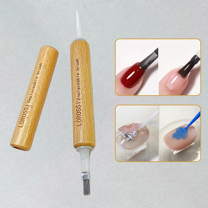 40/60 Pcs Nail Polish Brush With Double Head Pen Can Replacement Head Brush Nail Liquid Applicators Manicure Tools