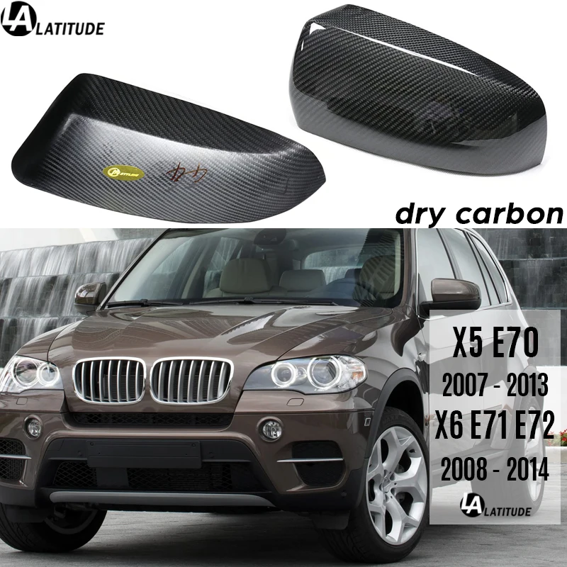 

E70 Mirror, 1 Pair Dry Carbon Stick-on Door Mirror Cap Case Shell for BMW 2007 - 2013 X5 E70 2008 - 2014 X6 E71 E72(Hybrid)