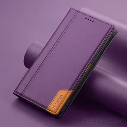 Elegant Magnetic Leather Flip Wallet Case with Card Holder - iPhone 15 Plus 14 Plus (PURPLE)
