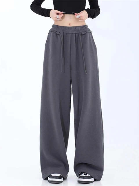  Loose Joggers Wide Leg Sweat Pants Women Trousers Plus Size  Soft High Waist Pants Streetwear Korean Casual Yoga Pants (Color: Thicken  gray, Size : XL) : Clothing, Shoes & Jewelry