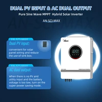 Anern 8.2KW 10.2KW Off Grid อินเวอร์เตอร์บนตาราง 230V Pure Sine Wave อินเวอร์เตอร์พลังงานแสงอาทิตย์ 48v Hybrid Dual Mppt 160A Solar Charger 2