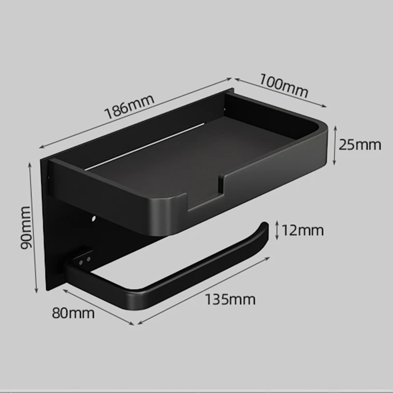 Soporte de papel higiénico montado en la pared, caja de pañuelos, soporte de rollo, estante de almacenamiento para teléfono, accesorios de baño