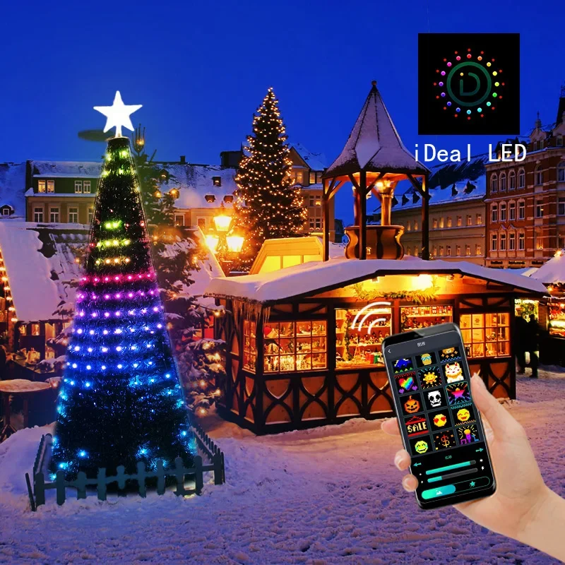 

Smart Christmas Tree Garland LED Bluetooth Control Fairy Light String DIY Pictures For Outdoor Decoration Room Wedding Garden
