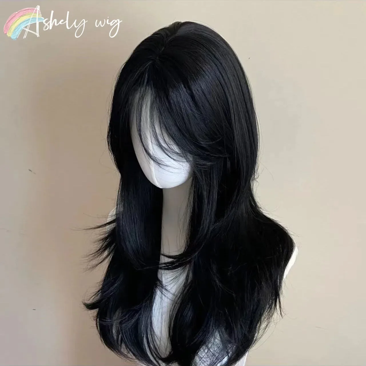 Ashely Black Wig Female Headband Body Wavy Rose Hair Net Models in French Bangs High Quality Simulation Hair Synthetic Wig 가발 Best Sellers In Hair Extensions & Wigs