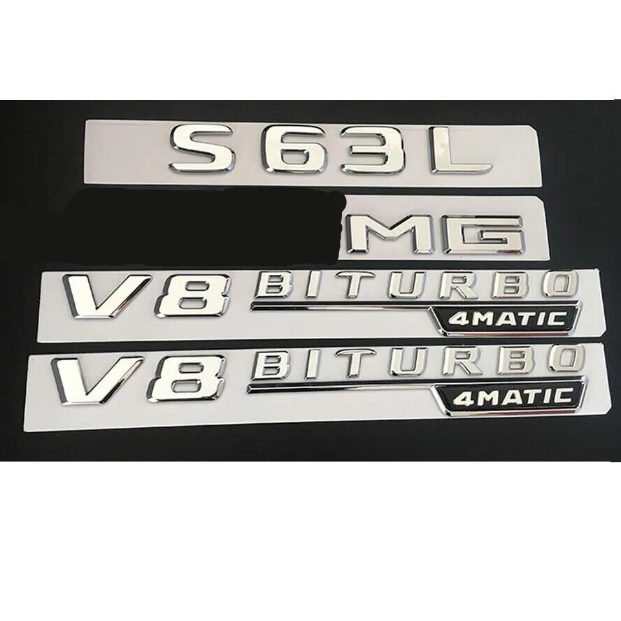 크롬 트렁크 글자 엠블럼 배지, S63L AMG V8 BITURBO 4MATIC