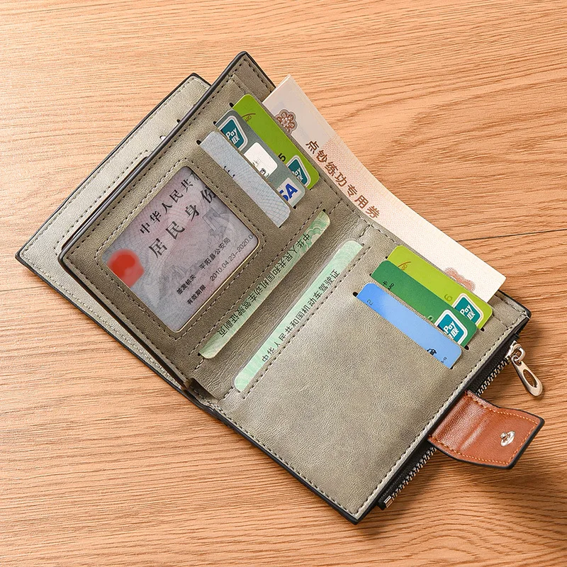 Canvas Mens Vertical Large Capacity Multi-Function Zip Wallet