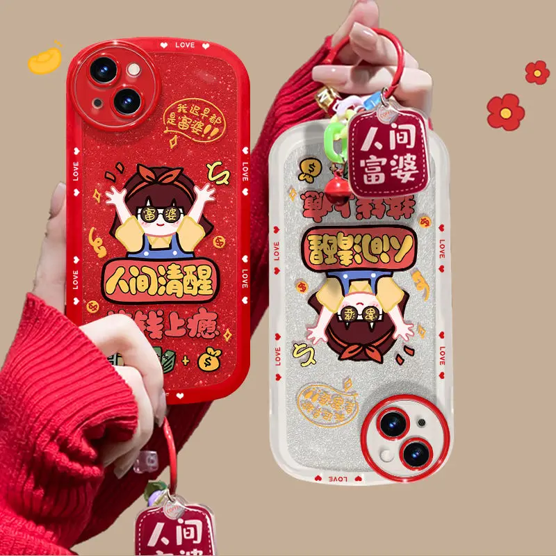 Cassa Del Telefono Del Fumetto Della Moneta Dell'Oro Bianco Rosa Scintillante Per Iphone 14 Pro Max 14 Pro 13 12 11 Pro Xsmax Xr X Con La Copertura Po