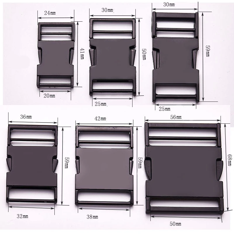 15/20/25/32/40 ミリメートル幅金属クリップバックルシルバー/ブラック
