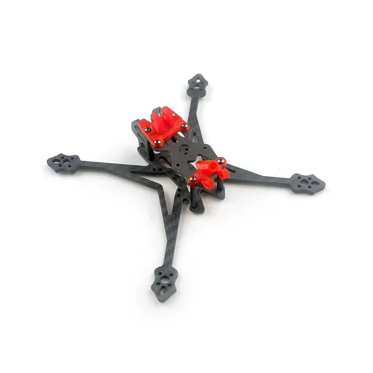 Kit cadre drone FPV course Crux35 3.5 pouces Happymodel fibre carbone, fixation moteur et câblage.