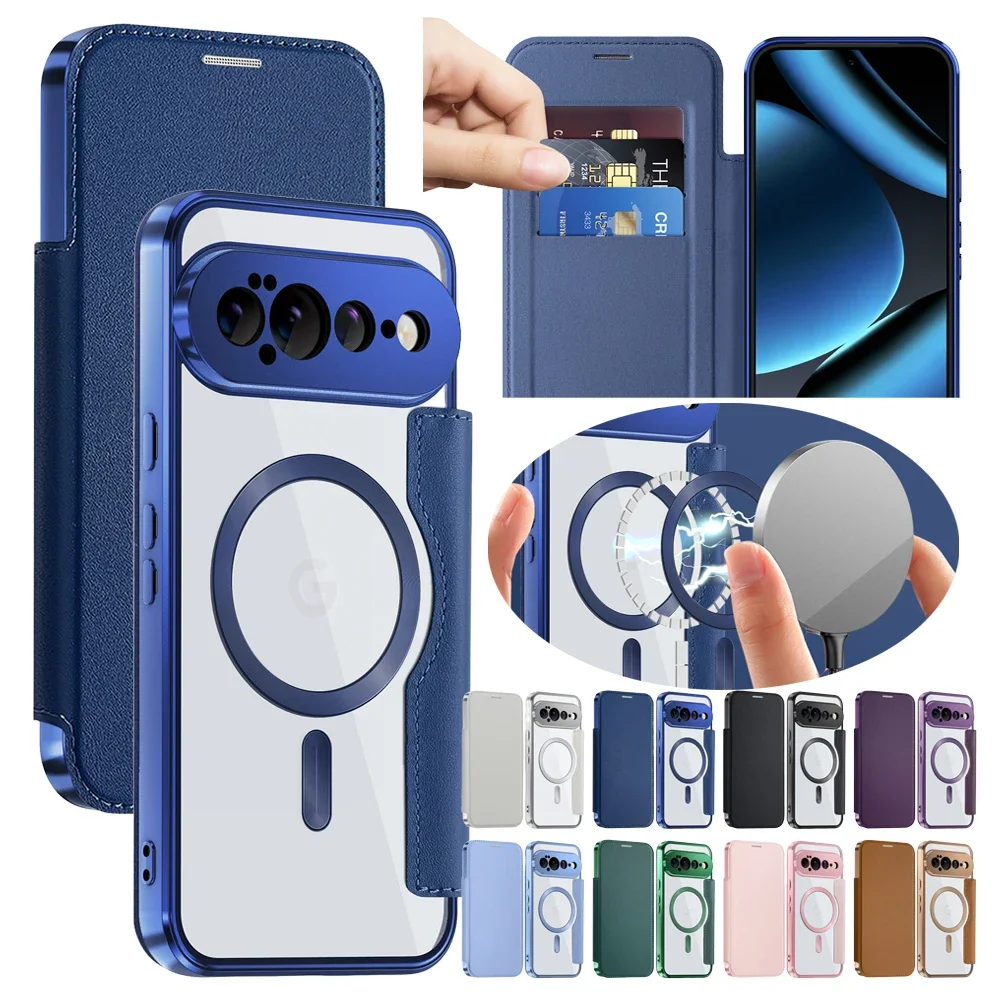 Leather Flip Case with Card Slot and Wireless Charging Compatibility