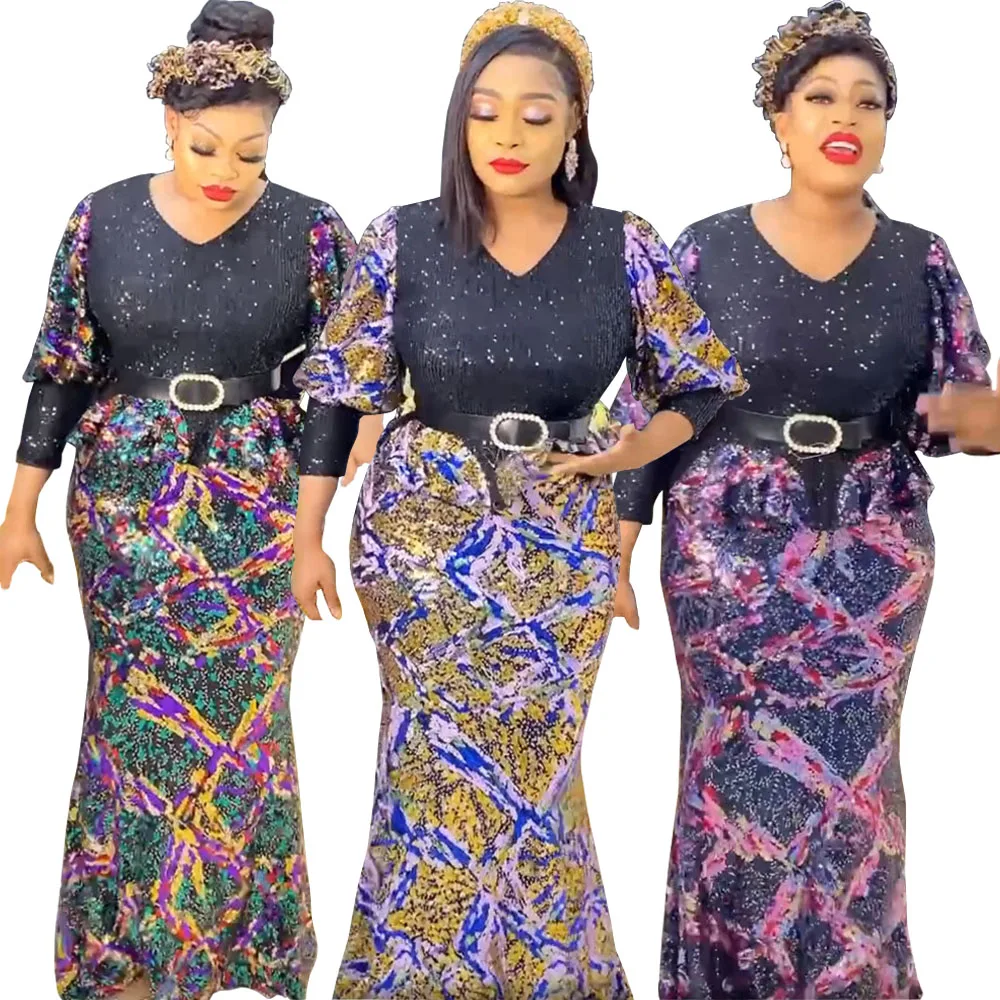 

Elegant African Evening Dresses for Women Dashiki Diamond Turkey Wedding Party Long Dress Ankara Outfits Robe Africa Clothes