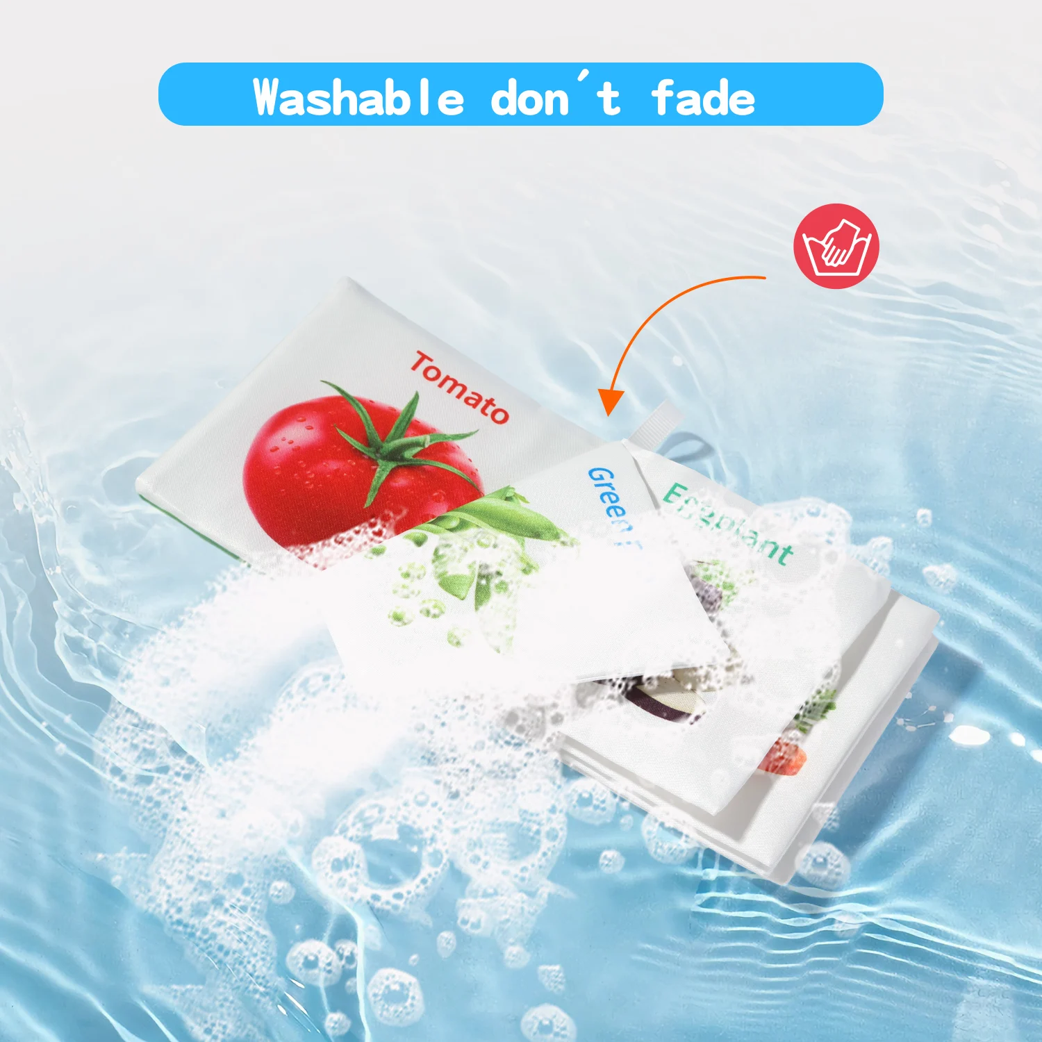 Libro di illuminazione per bambini a sei pagine 0-6 mesi Carta sonora lavabile addensata + Touch Grip Neonato Visual Touch Illuminazione Cogniti - immagine 6