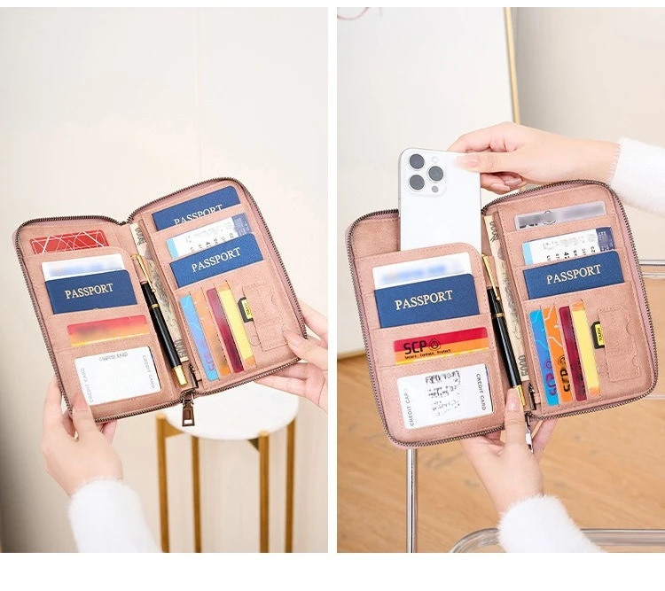 Paspoorthouder voor reizen dames en heren van pu leer met rfid_voghion.com