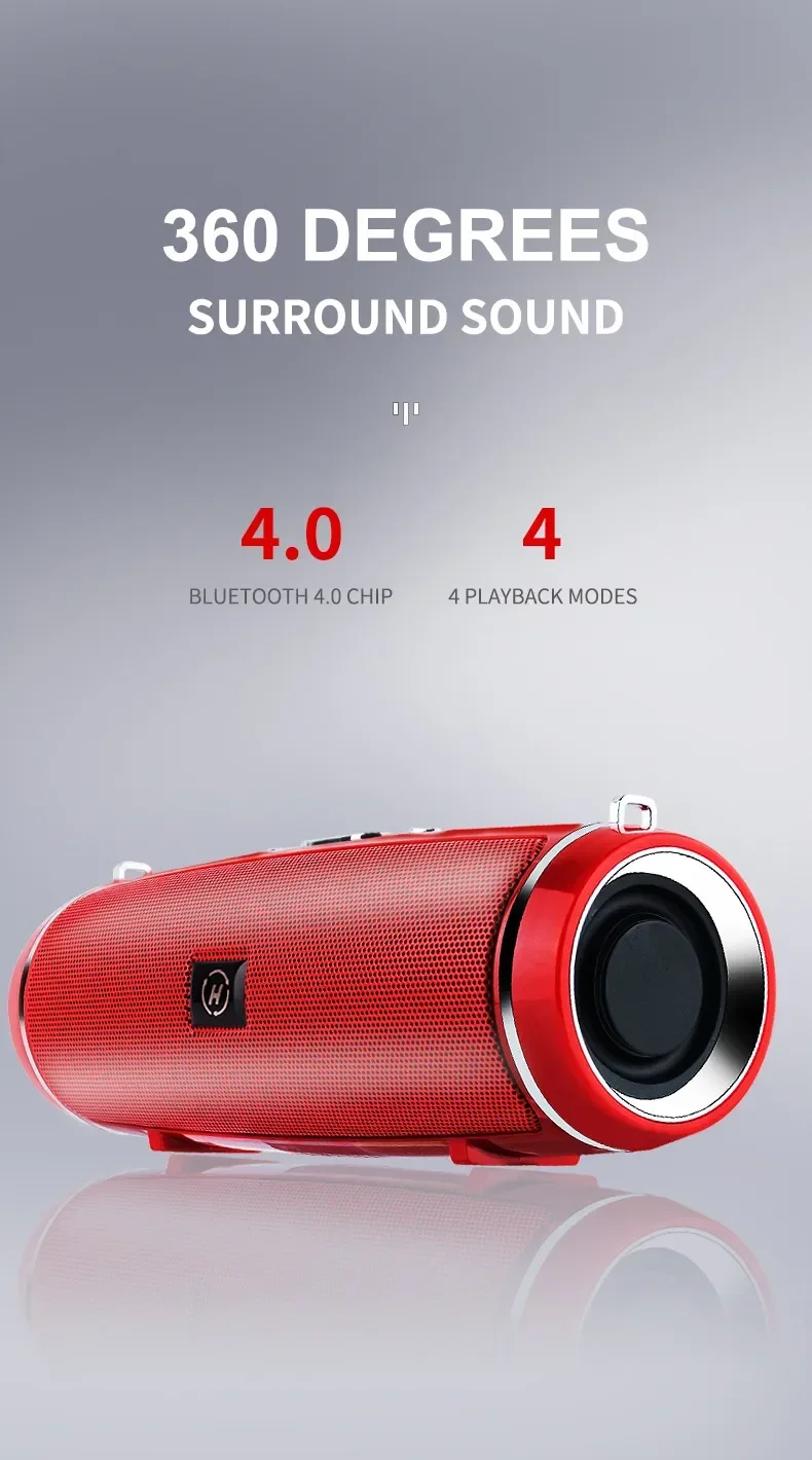 20W Portable Bluetooth Speaker IPX7 Waterproof Outdoor HIFI Pillar Speaker Subwoofer Stereo Speaker FM Radio TF Boom Box