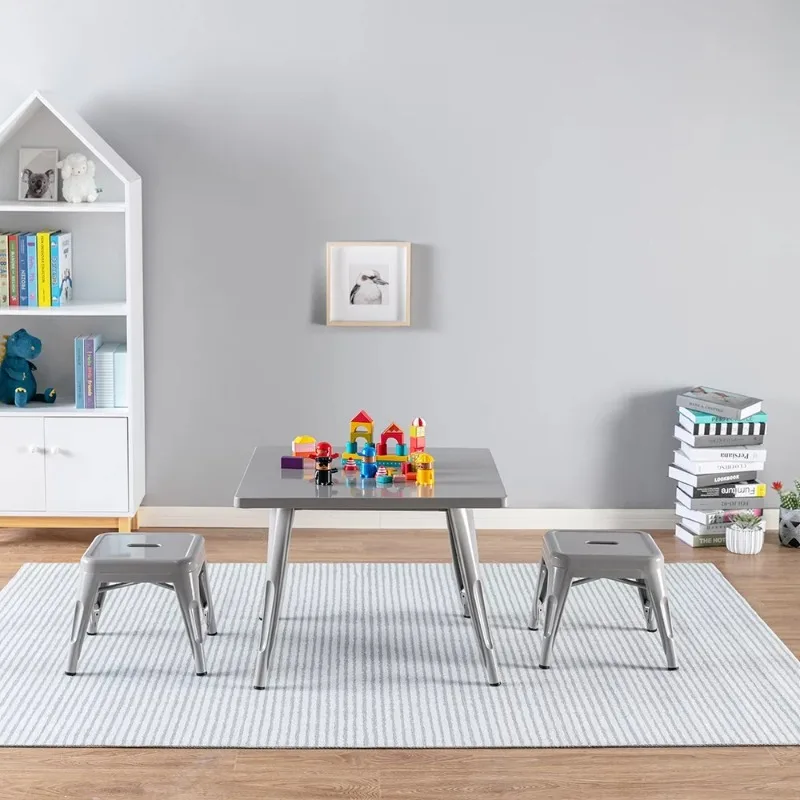 

Harper & Hudson Kids Metal Stools, Gray