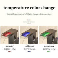 อ่างล้างหน้าน้ําตกสไตล์ทองแดงทั้งหมดไฟ LED ก๊อกน้ําส่องสว่างห้องน้ําเหนือเคาน์เตอร์อ่างล้างหน้าในครัวเรือนก๊อกน้ําร้อนและเย็น 2