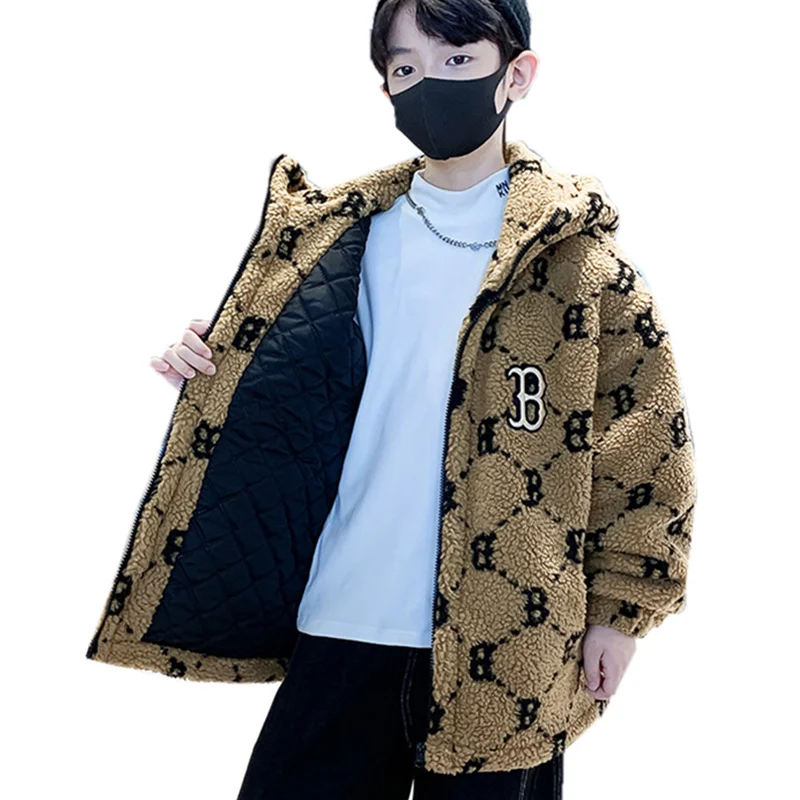 Boys school hooded jacket baby winter jacket for child