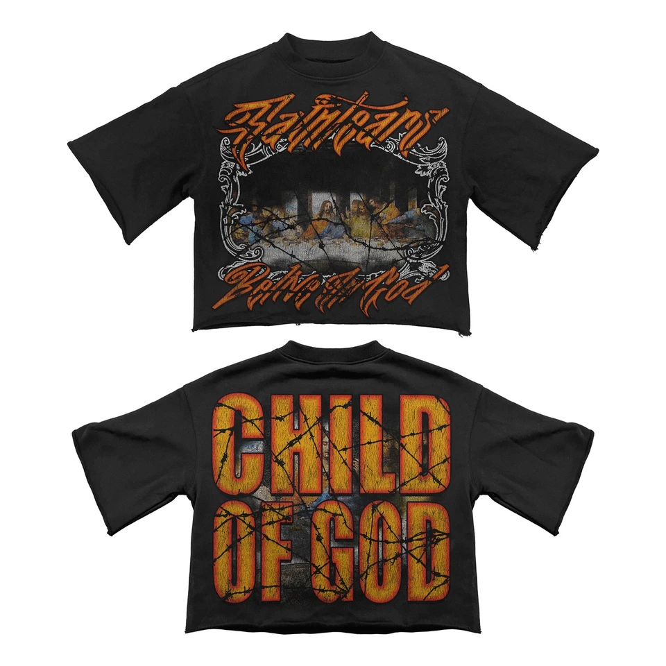 Streetwear Classic Seven Quarter Sleeves Tops Retro Famous