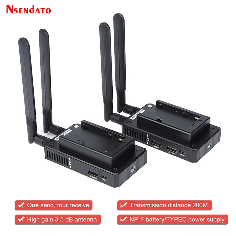 Wireless Hdmi-Compatibile Extender 1080P 200M 5.8Ghz Wireless Hdmi Compatibile Trasmettitore Video E Ricevitore Supporto Batteria Dslr