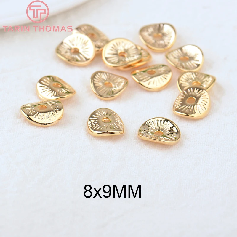 (3471)50 Stück 5x6MM 8x9MM 9x10MM 24K Goldfarben Beschichtete Messing-Abstandshalterperlen Hochwertige DIY-Schmuckzubehörteile – Detail 5