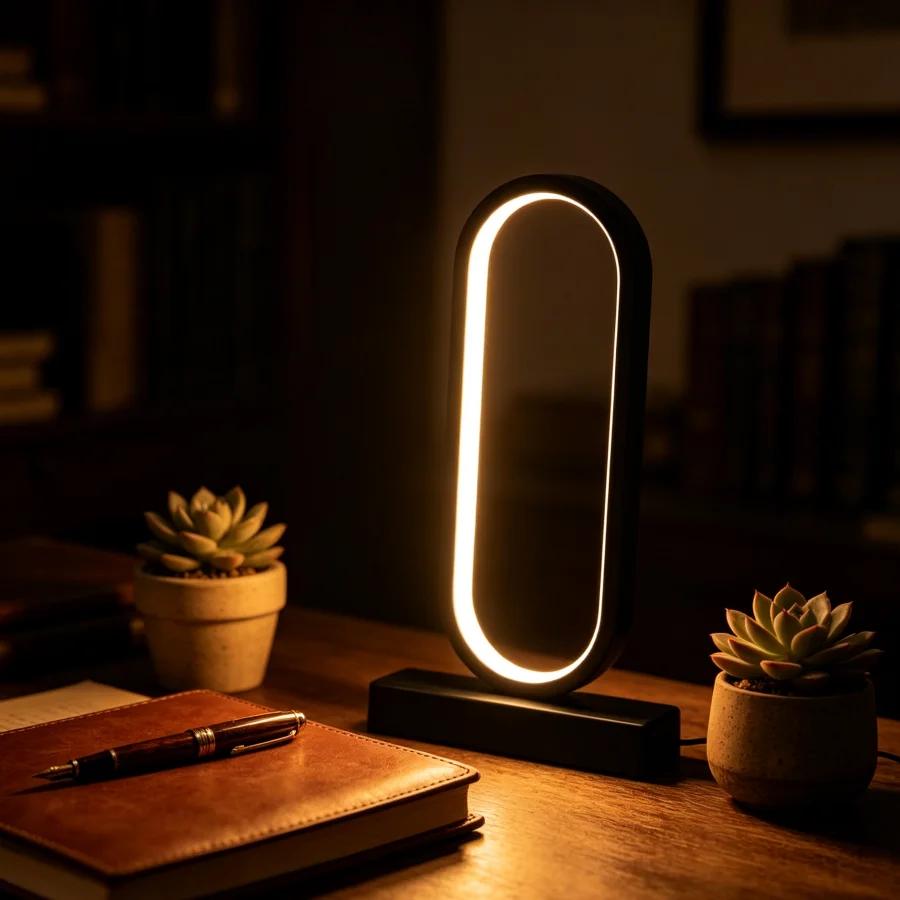 1PC 현대식 타원형 LED 테이블 램프, 따뜻한 백색 주변 조명, 발코니, 침실, 파티오, 거실용 USB 전원 장식 램프