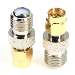 F Type Female Jack To SMA Male Plug Straight RF Coaxial Adapter F Connector To SMA Convertor Gold Tone F / SMA Series Connector