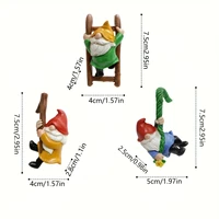 3Pc Flower Pot Dwarf Hanging Ornaments, Mini Dwarf Resin Statue, Garden Dwarf Micro Landscape Decorative Statue, Outdoor Miniature Statue Accessories, 6